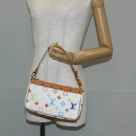 LOUIS VUITTON Monogram Multicolor Pochette Pouch White M92649 LV Auth 135504V Bags